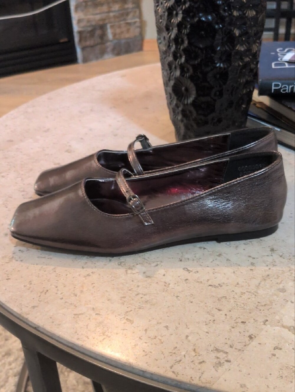 9 Shu Shop Adele Metallic Pewter Mary Jane Ballerina Flats - Picture 9 of 14